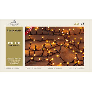 LED classic Ivy 1200 LED / 26 meter zwart met timer