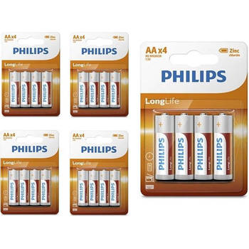 Philips Longlife Zinc AA/R6 - 20 Stuks (5 Blisters a 4St)