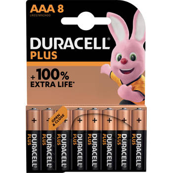 Duracell batterij Plus 100% AAA, blister van 8 stuks 10 stuks