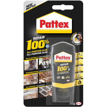 Pattex 100% lijm, tube van 50 g, op blister 12 stuks