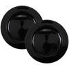 Set van 2x stuks diner onderborden rond zwart glimmend 33 cm - Kaarsenplateaus