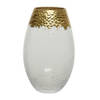 Bloemen vaas transparant/goud van glas 20 cm hoog diameter 12 cm - Vazen