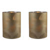 2x stuks luxe led kaarsen in goud bladeren glas D7 x H10 cm - LED kaarsen