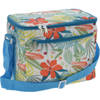 Kleine koeltas voor lunch Tropical Flowers blauw/creme 30 x 20 x 25 cm 12 liter - Koeltas