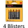 16 Stuks (4 Blisters a 4 st) Kodak Xtralife AA Alkaline Batterijen