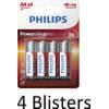 16 Stuks (4 Blisters a 4 st) Philips Power Alkaline AA