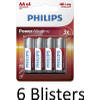24 Stuks (6 Blisters a 4 st) Philips Power Alkaline AA