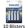 40 Stuks (10 Blisters a 4 st) Philips Ultra Alkaline AA Batterijen