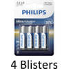 16 Stuks (4 Blisters a 4 st) Philips Ultra Alkaline AA Batterijen