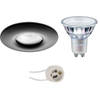 LED Spot Set - Pragmi Luno Pro - Waterdicht IP65 - GU10 Fitting - Inbouw Rond - Mat Zwart - Ø82mm - Philips - MASTER 927