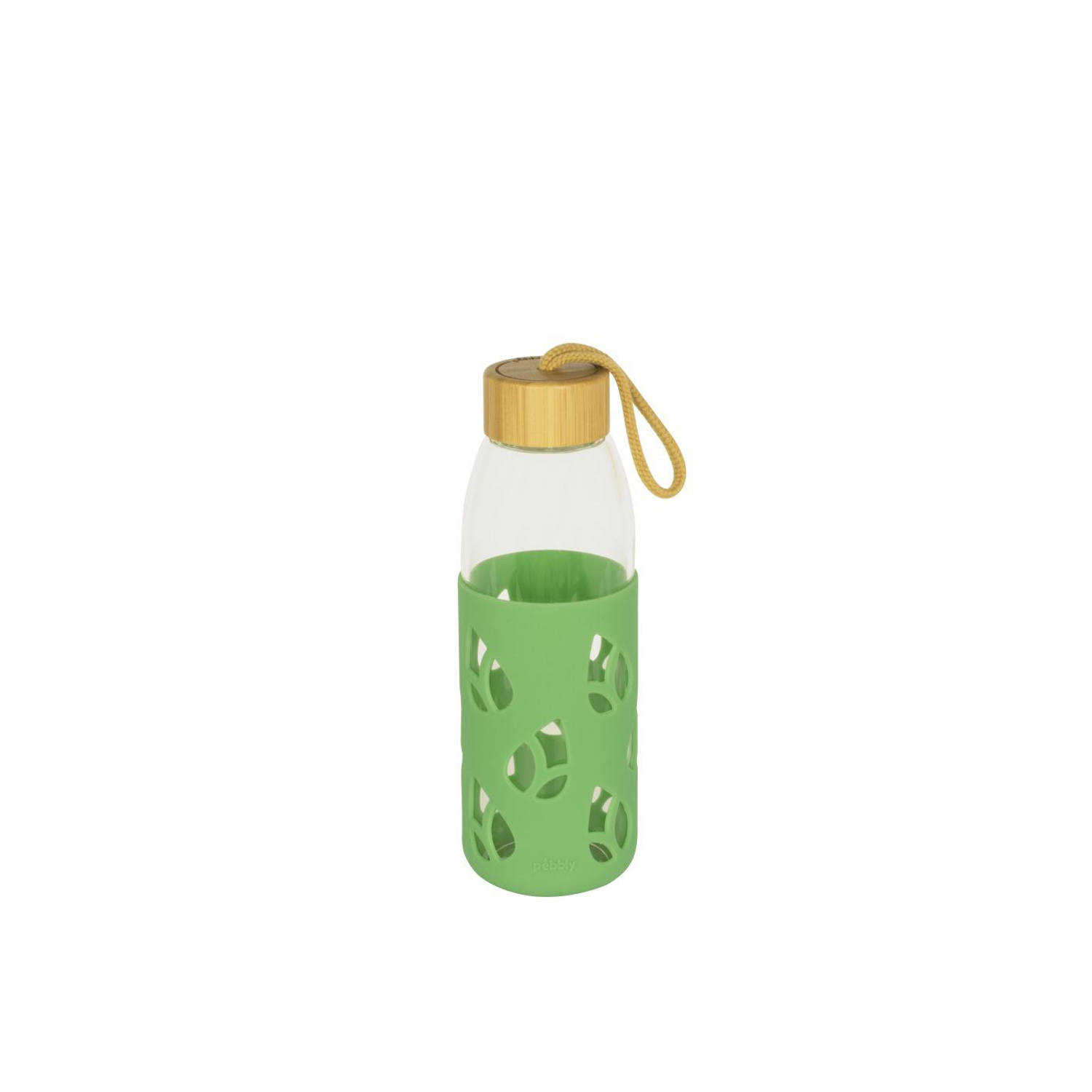 Pebbly - Drinkfles 550 ml - Borosilicaatglas - Groen