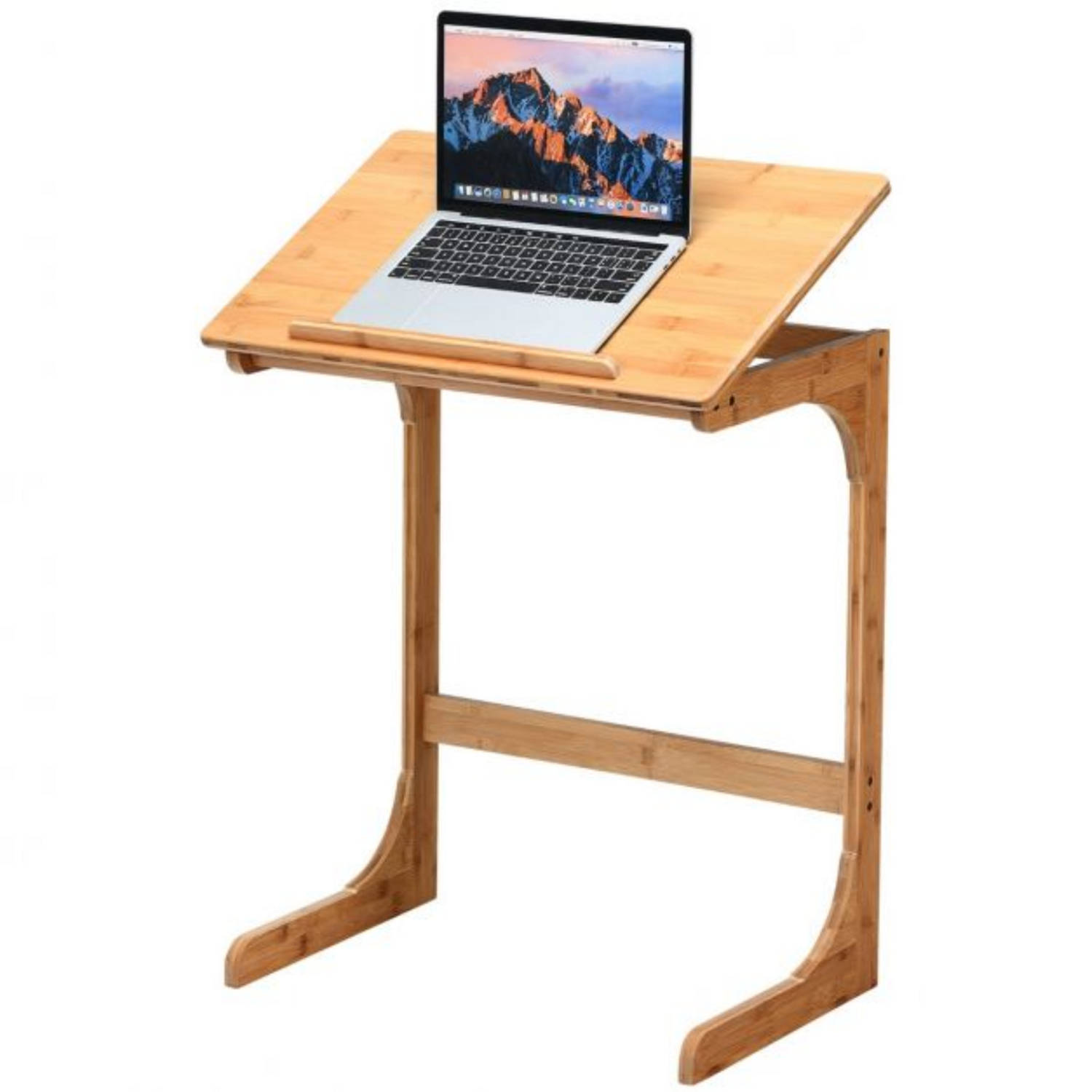 Zenzee - Bijzettafel - Laptoptafel - Laptopstandaard - Eettafel - Klapbaar - Voor Bank of bed - B60 x H70 x D40 cm - Bamboe