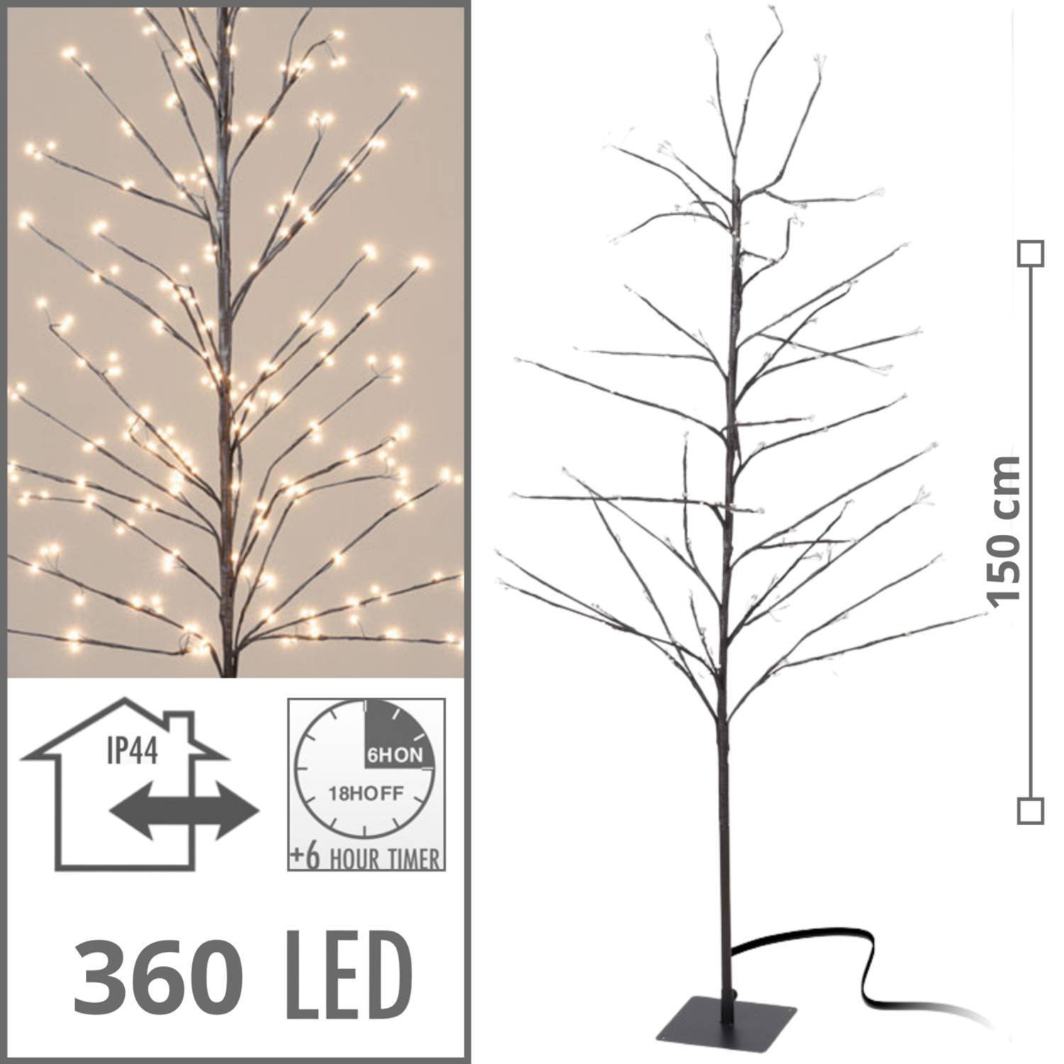 Lichtboom - Lichttakken - Led boom - Kerstverlichting - Lichttak - Kerstversiering - Kerst - 150 cm - 360 LED's - War...