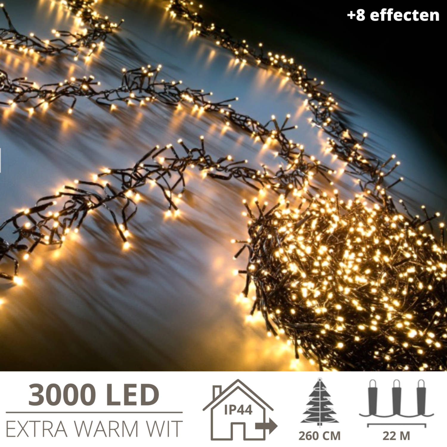 Kerstverlichting - Kerstboomverlichting - Kerstversiering - Kerst - 3000 Led&apos;s - 22 Meter - Extra Warm Wit