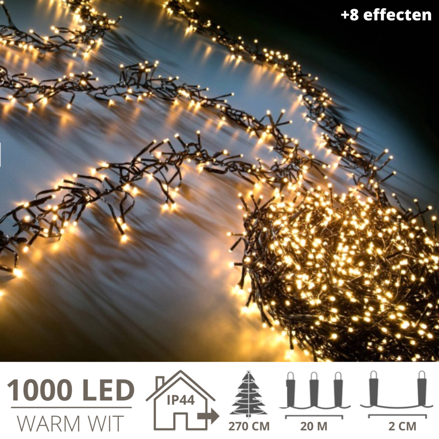Kerstverlichting - Kerstboomverlichting - Clusterverlichting - Kerstversiering - Kerst - 1000 LED's - 20 meter - War...