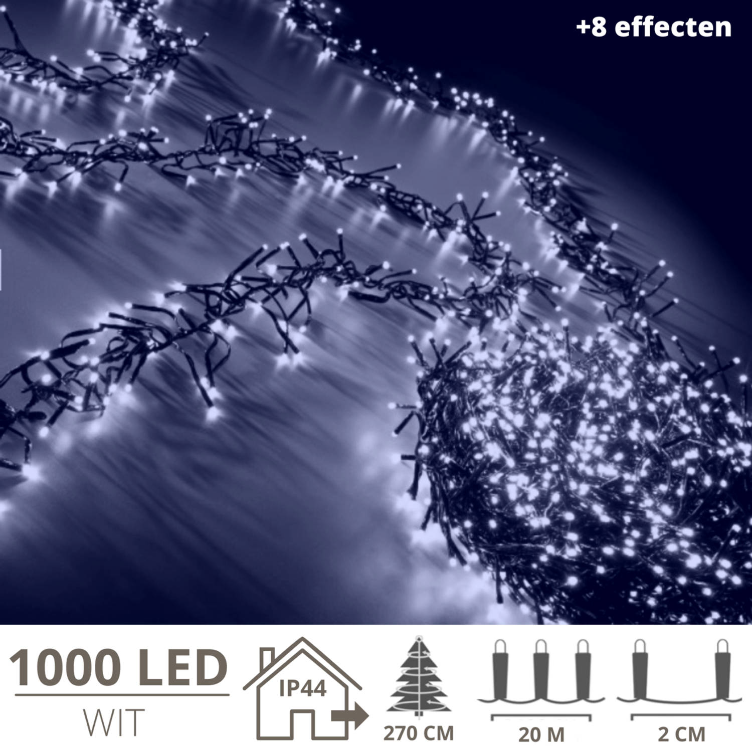 Kerstverlichting - Kerstboomverlichting - Clusterverlichting - Kerstversiering - Kerst - 1000 LED&apos;s - 20 meter - Wit
