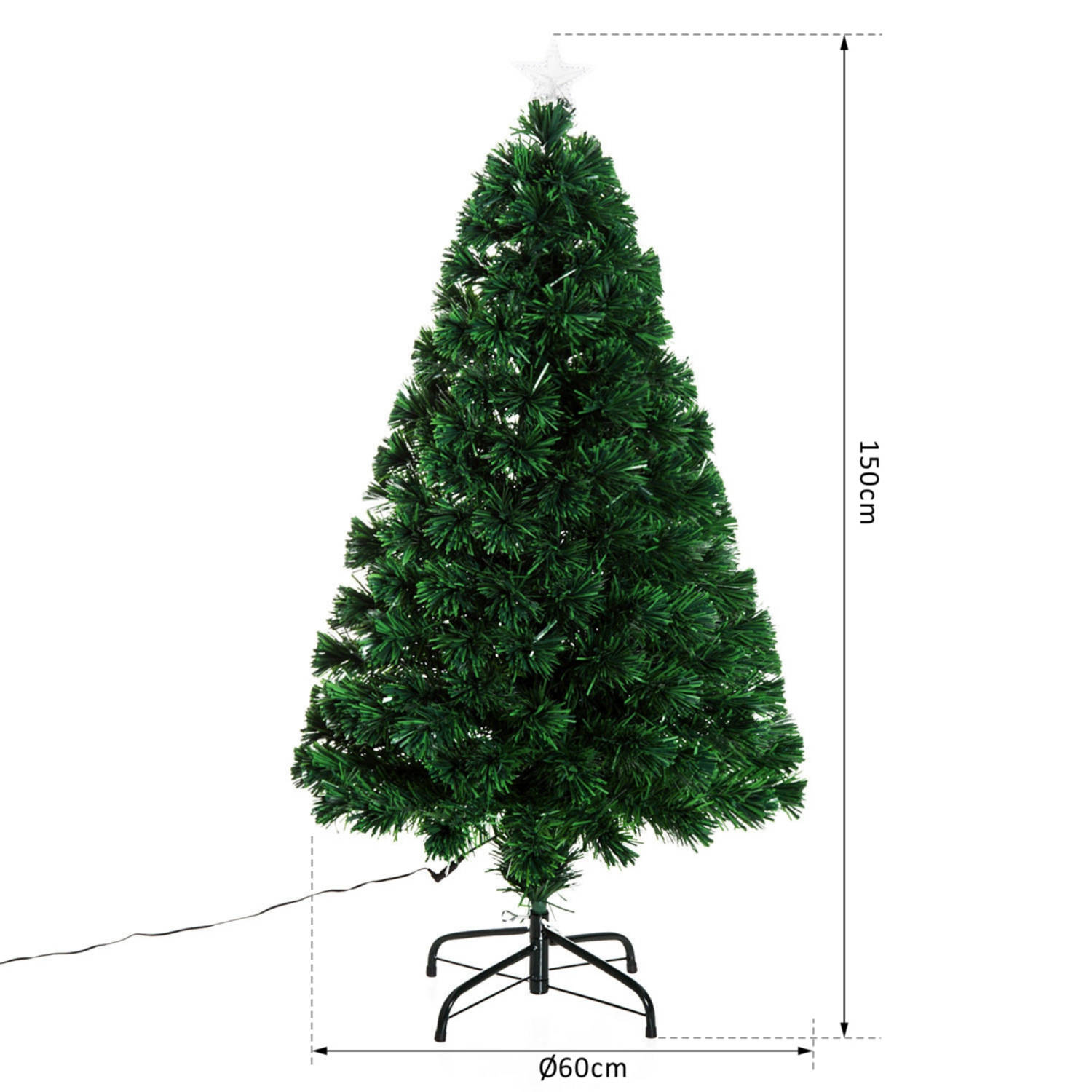 binnen Tomaat geweten Kunstkerstboom met glasvezel verlichting en decoratie - Kerstboom - Kerst -  LED - 150 cm | Blokker