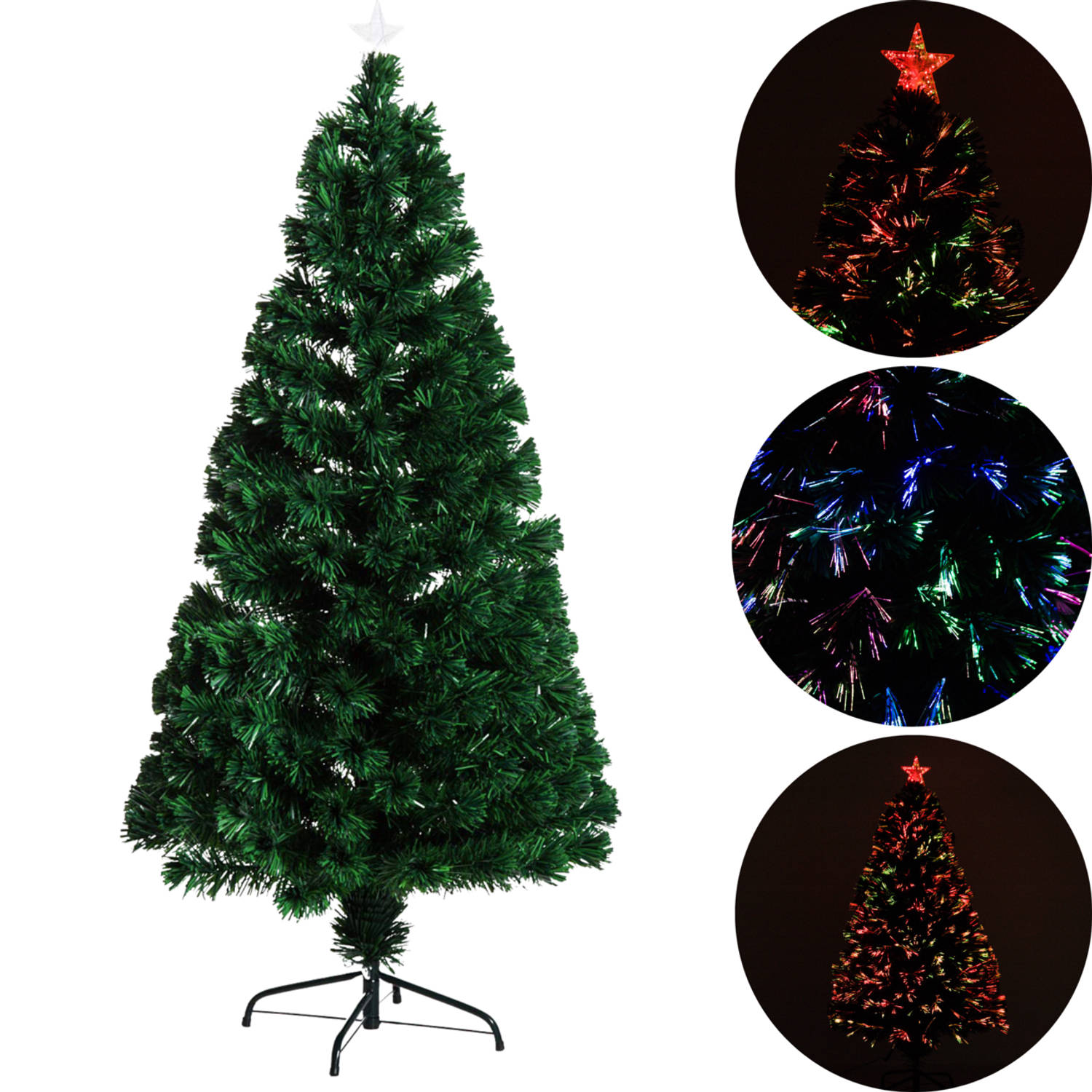 Kunstkerstboom Met Glasvezel Verlichting En Decoratie Kerstboom Kerst Led 150 Cm