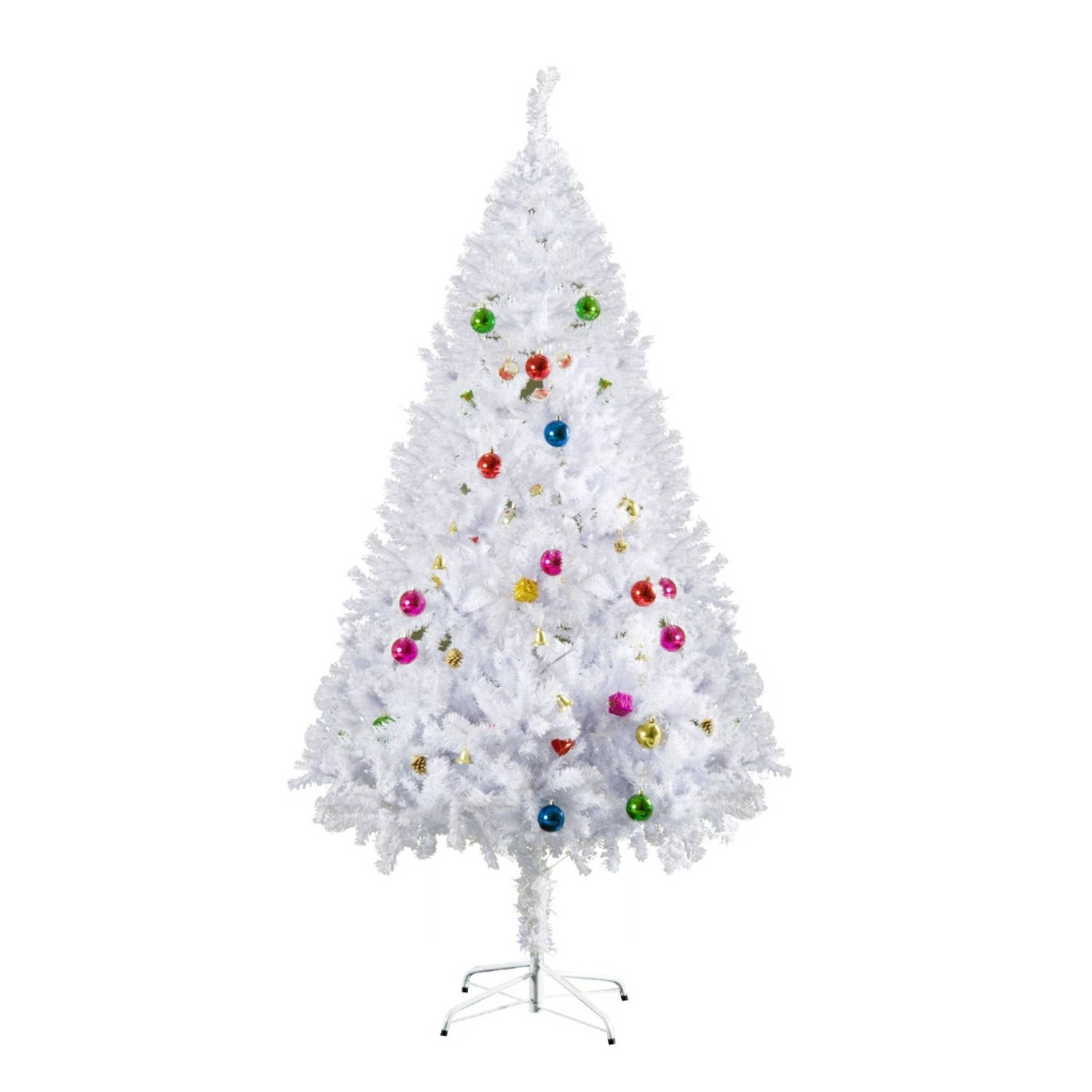 ChristmasGoodz - Kunstkerstboom - Kerstboom - met kerstballen - met kerstdecoratie - Wit - 180 cm