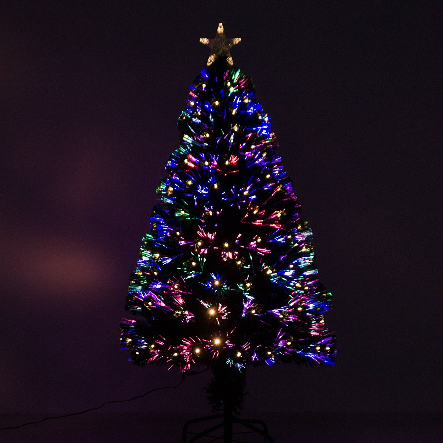 Kerstboom met LED verlichting - Glasvezel - Kunstkerstboom - Kerst - Kerstversiering - 120 cm |