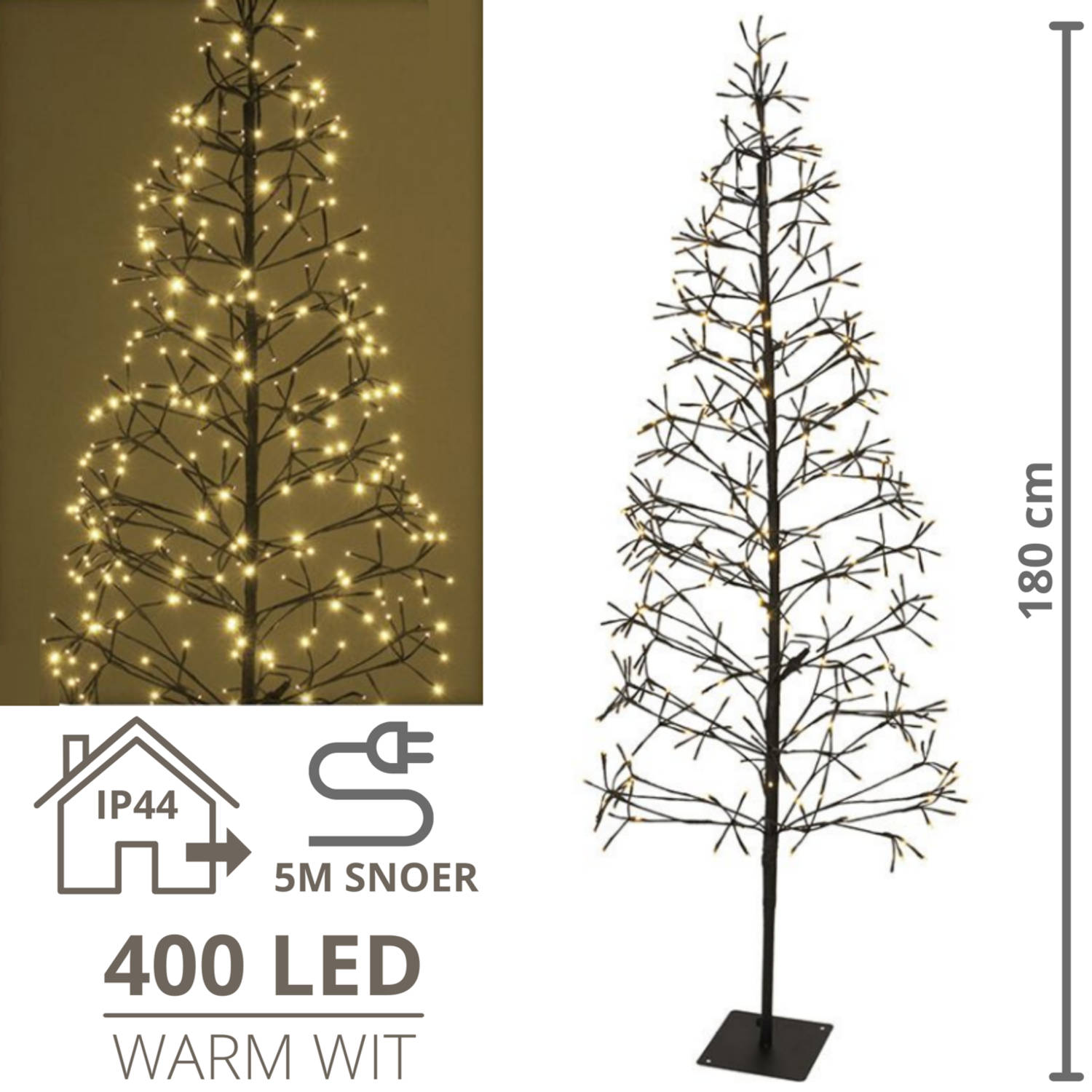 Lichtboom - Lichttakken - Led boom - Kerstverlichting - Lichttak - Kerstversiering - Kerst - 180 cm - 400 LED's - Warmwit