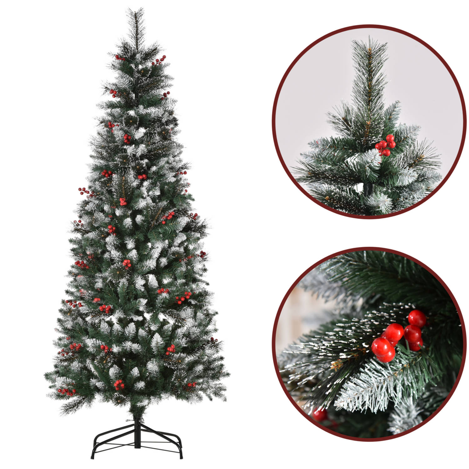 ChristmasGoodz - Kunstkerstboom - Kerstboom - Met versiering - Kunstkerstboom met sneeuw - 180 cm