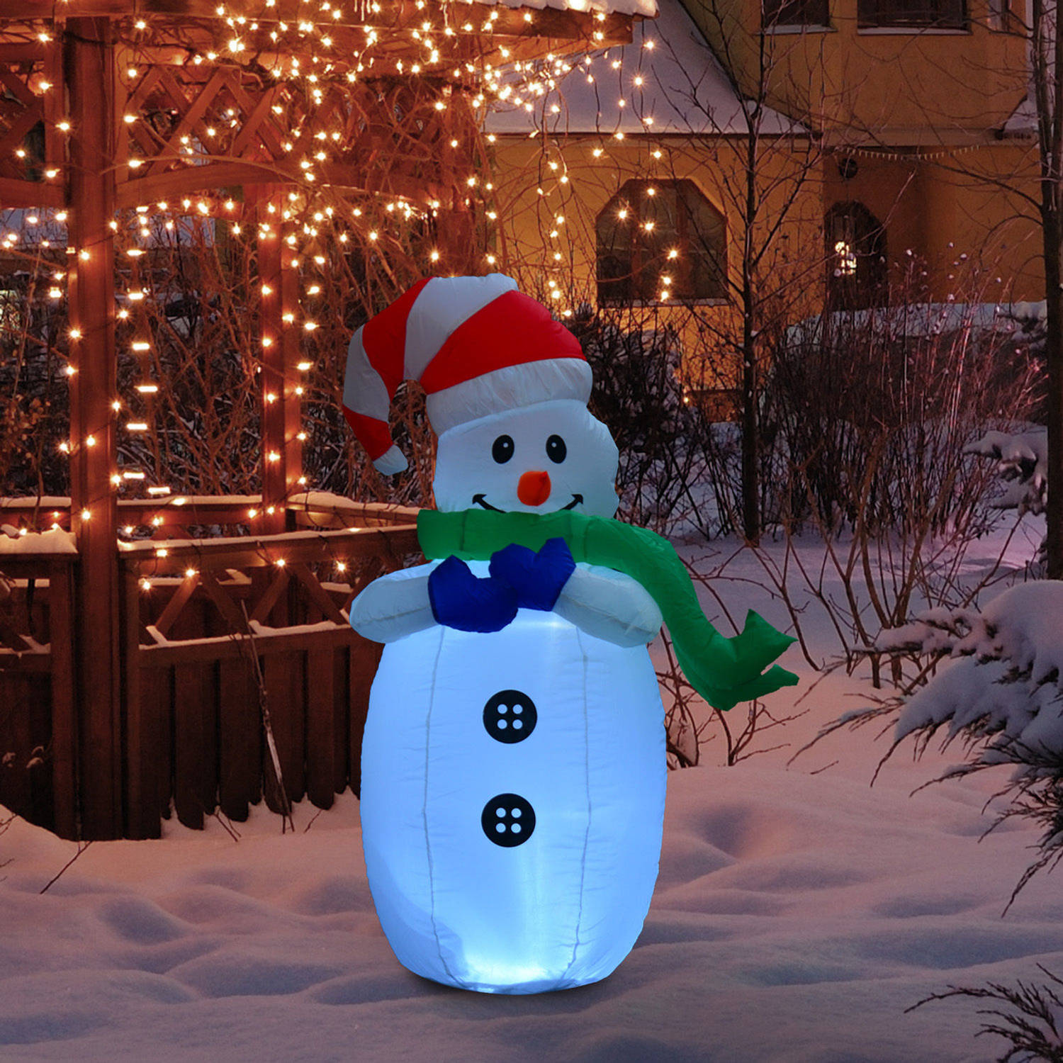 Opblaasbare sneeuwman - Sneeuwman - Sneeuwpop - Kerstversiering - Kerst - Kerstverlichting buiten - Kerstverlichting...