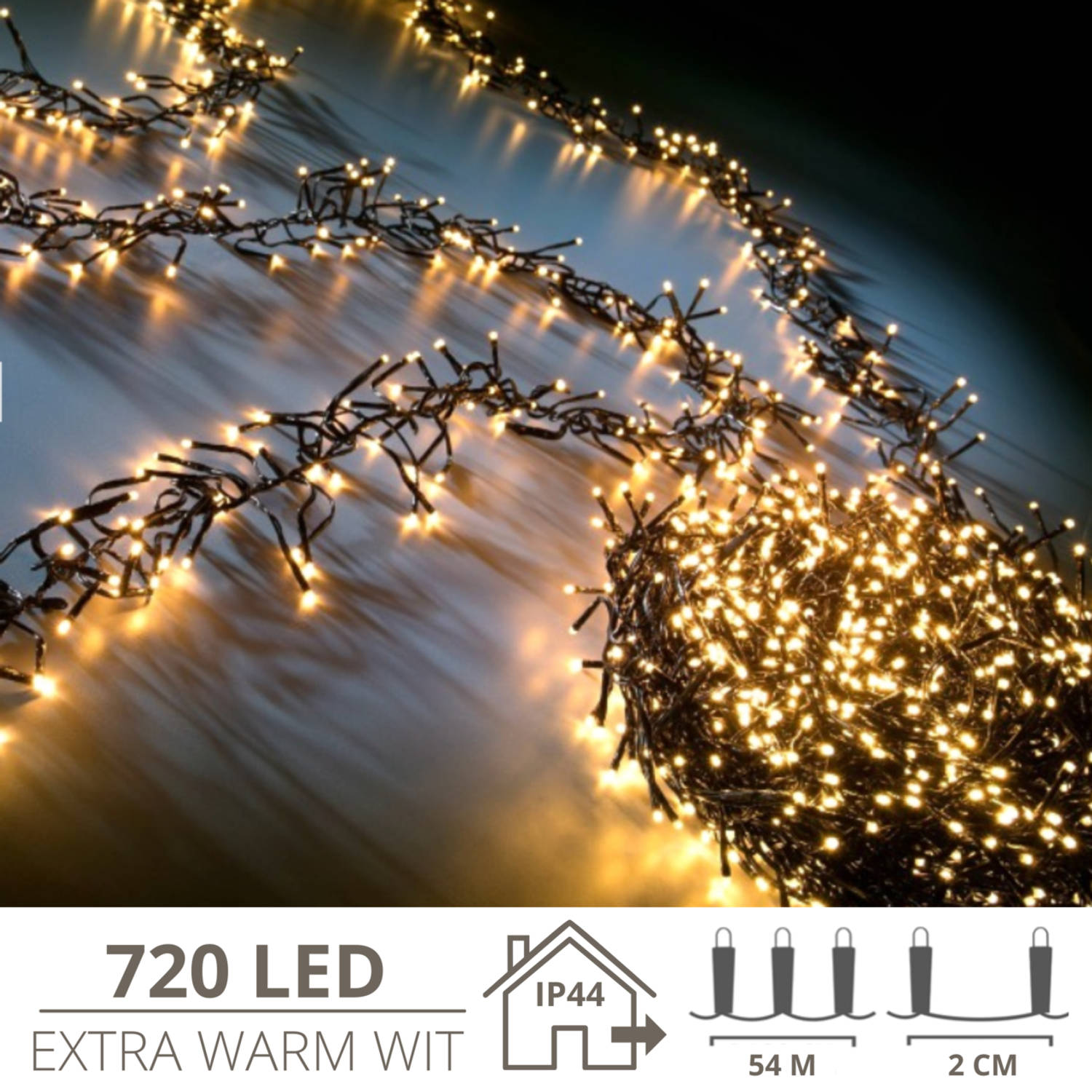 Kerstverlichting - Kerstboomverlichting - Kerstversiering - Kerst - 720 LED&apos;s - 54 meter - Extra warm wit