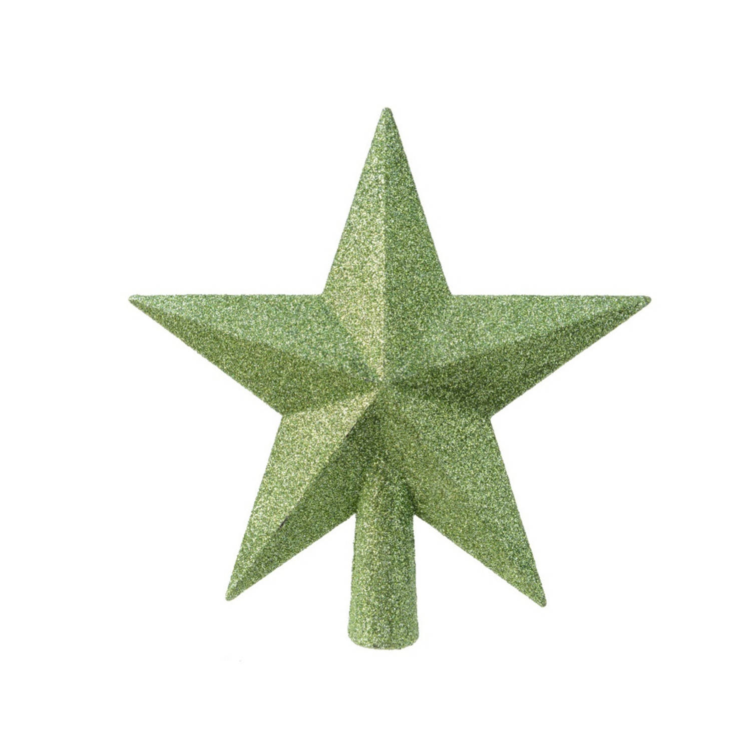 Kunststof ster piek/kerstboom topper met glitters groen 19 cm - kerstboompieken