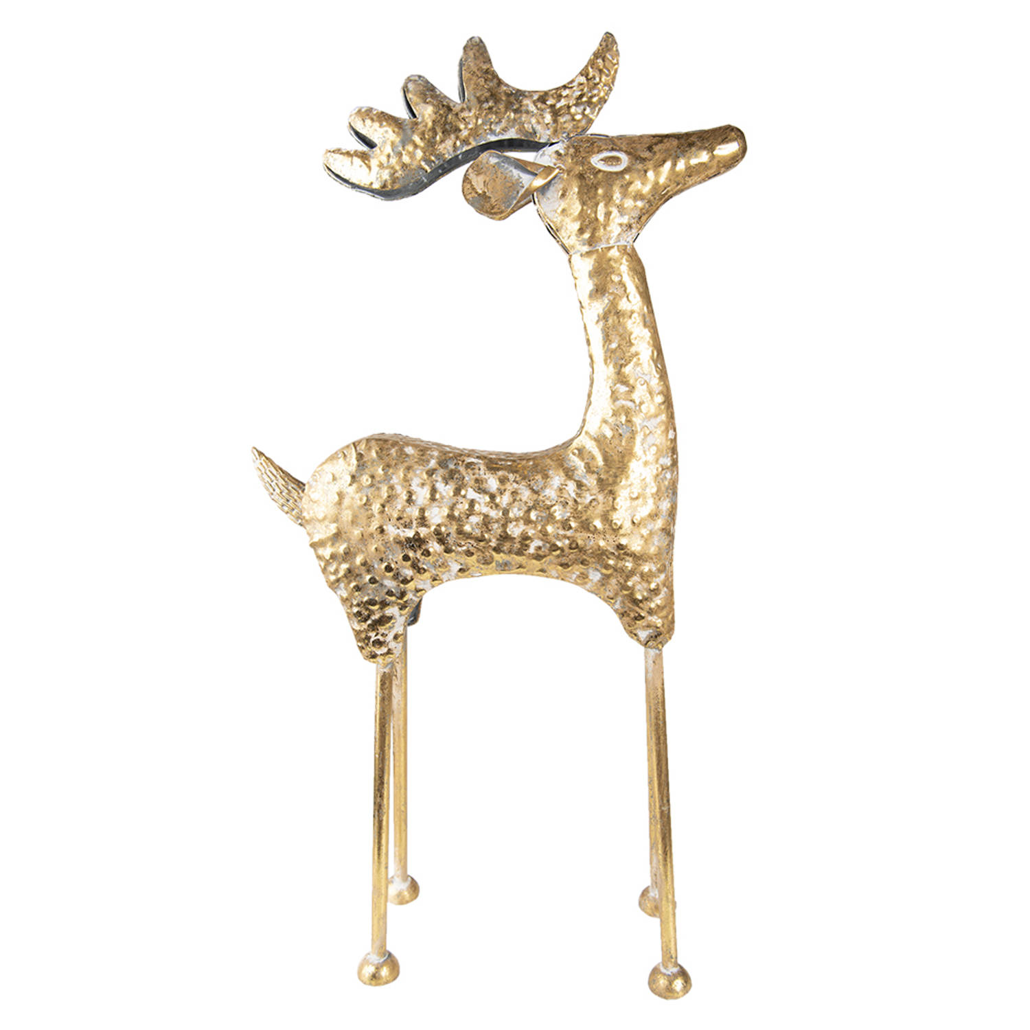 Clayre & Eef Beeld Rendier 73 cm Goudkleurig Metaal Kerstdecoratie Beeld decoratie Accessoires Goudkleurig | Blokker