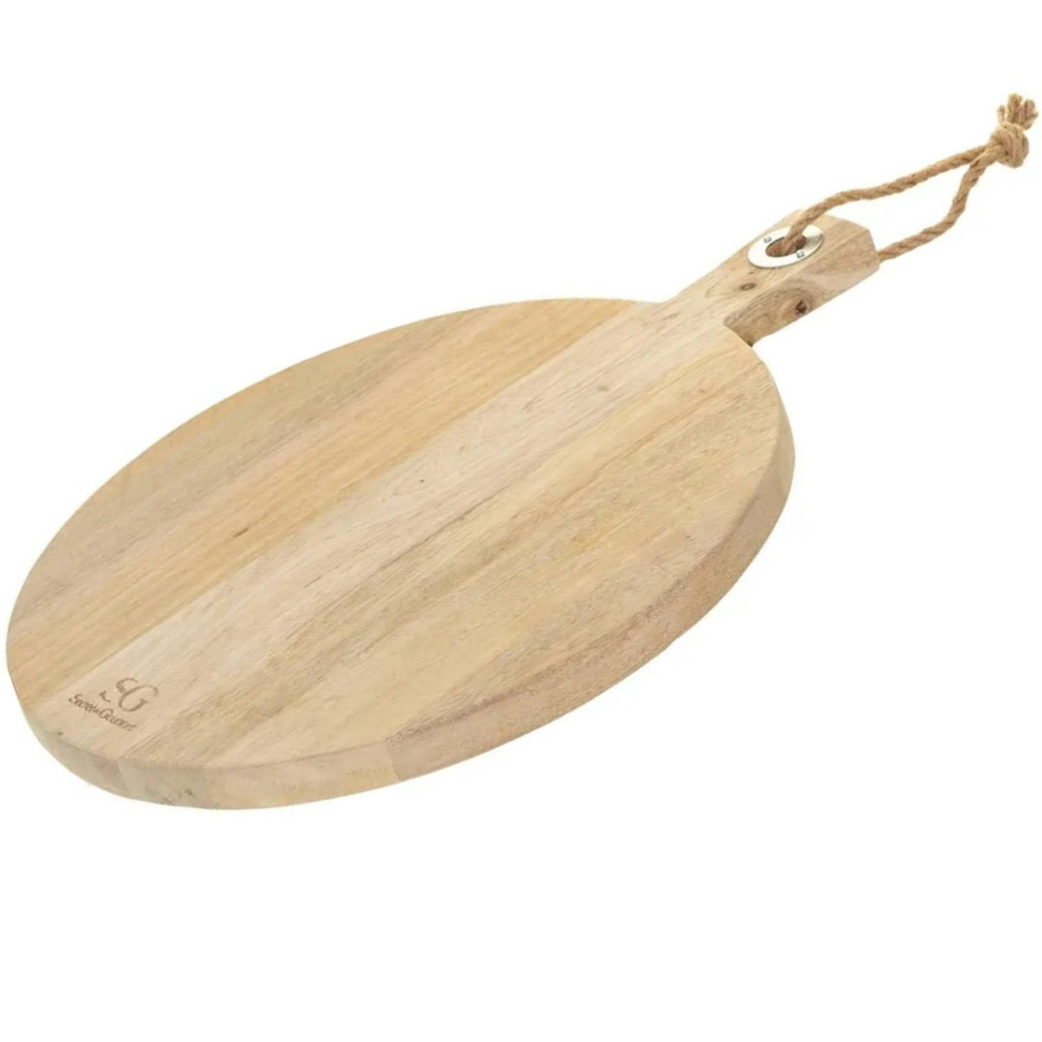 Snijplank rond met handvat 36 cm van mango hout - Serveerplank - Broodplank