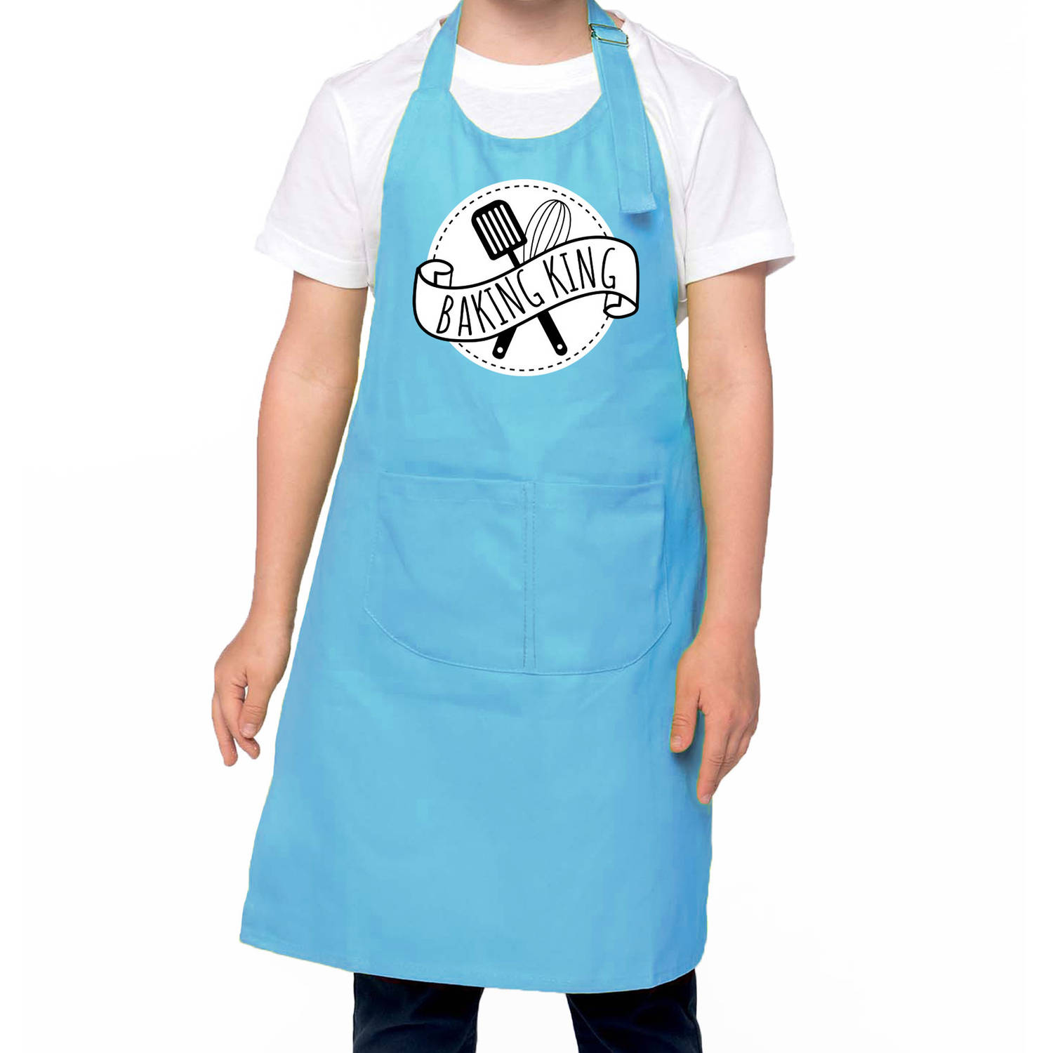 Baking King Bak Keukenschort- Kinderschort Blauw Voor Jongens Bakken Met Kinderen Feestschorten