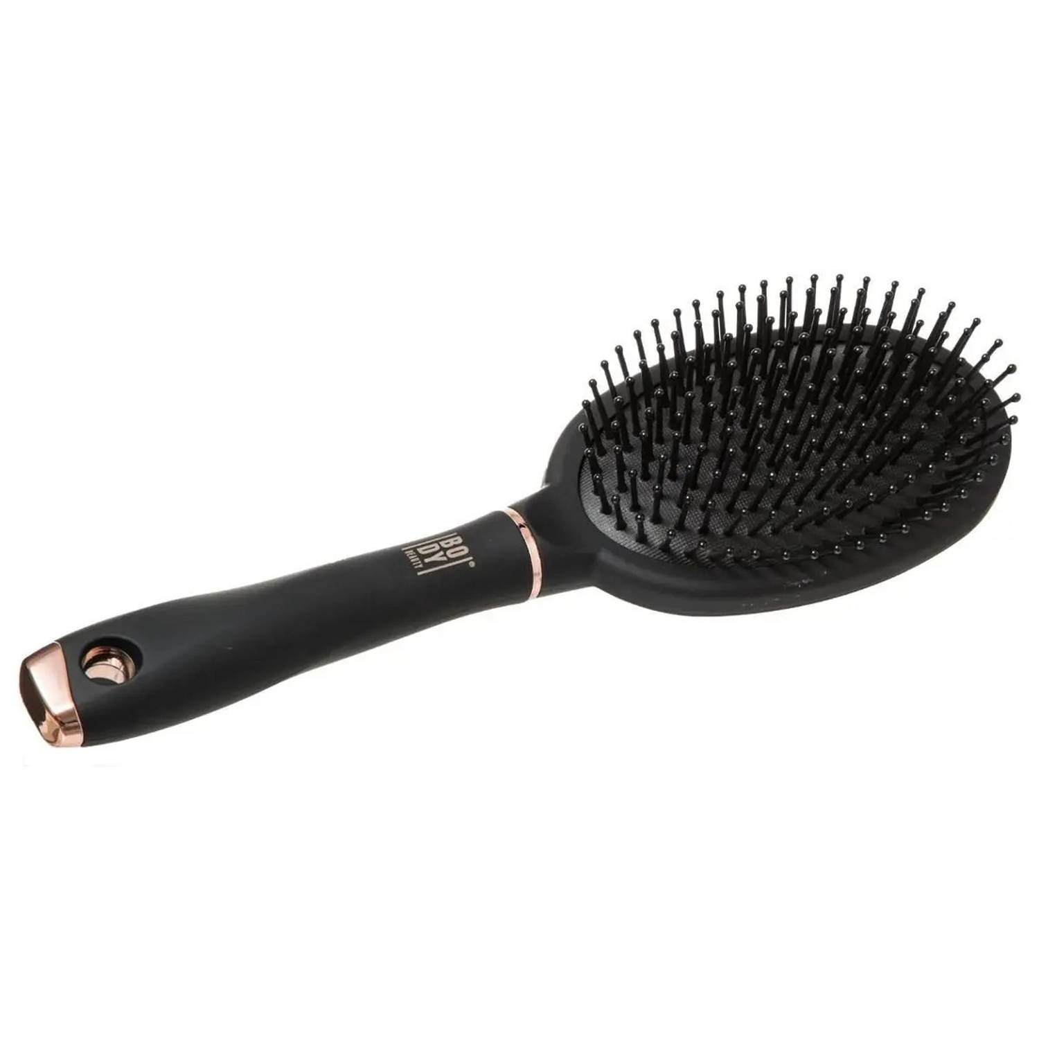Haarborstel ovaal - zwart/rose - 25 cm - rubber/kunststof - Haarborstels