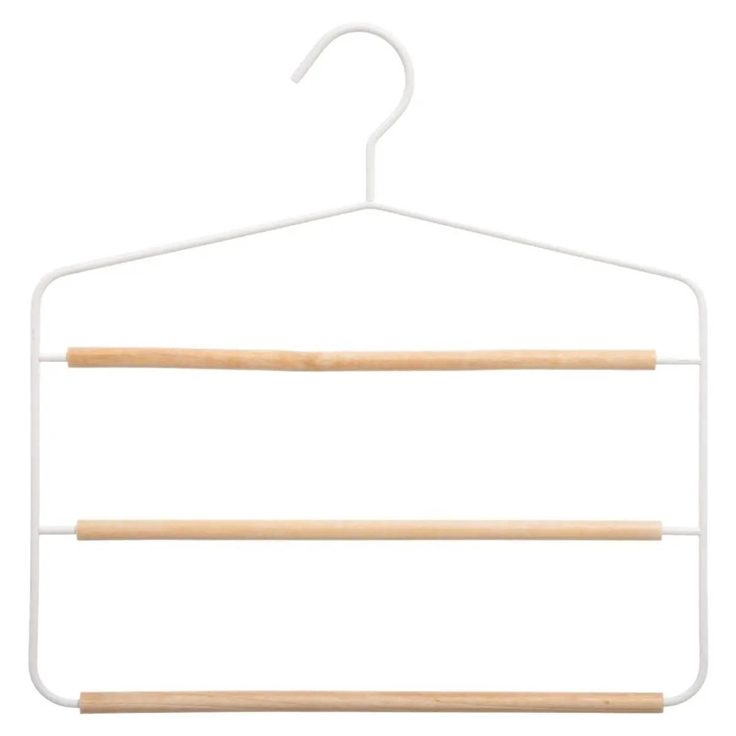 Inzichtelijk En kalmeren Luxe kledinghanger/broekhanger voor 3 broeken wit 35 x 36 cm -  Kledinghangers | Blokker