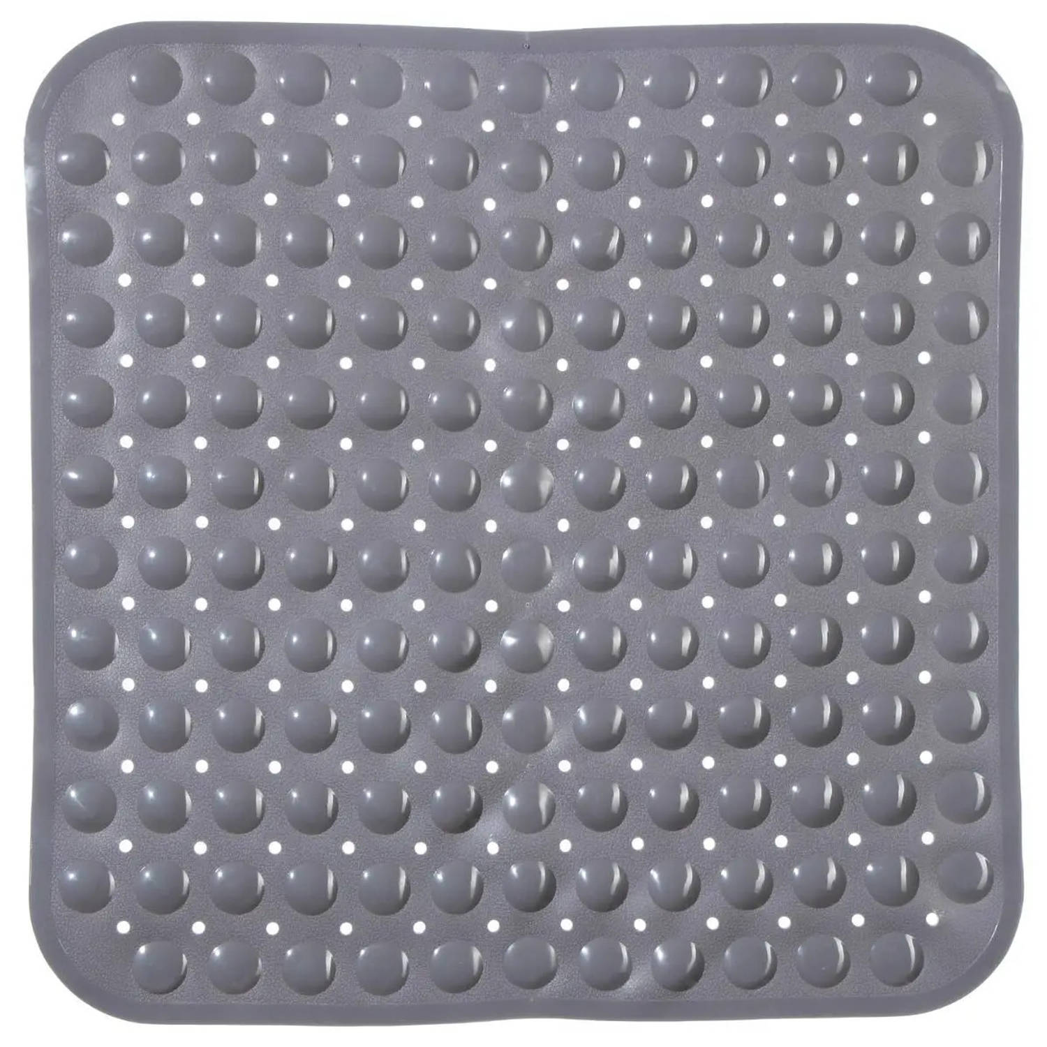 Anti-slip badkamer douche/bad mat grijs 54 x 54 cm vierkant - Badmatjes
