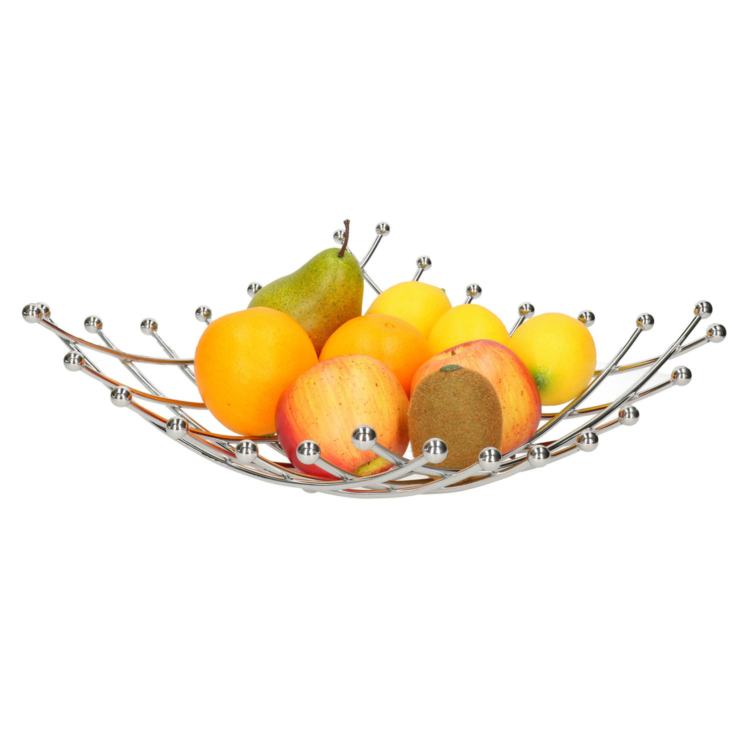 Fruitmand/fruitschaal chroom vierkant 32 x 32 cm - Fruitschalen