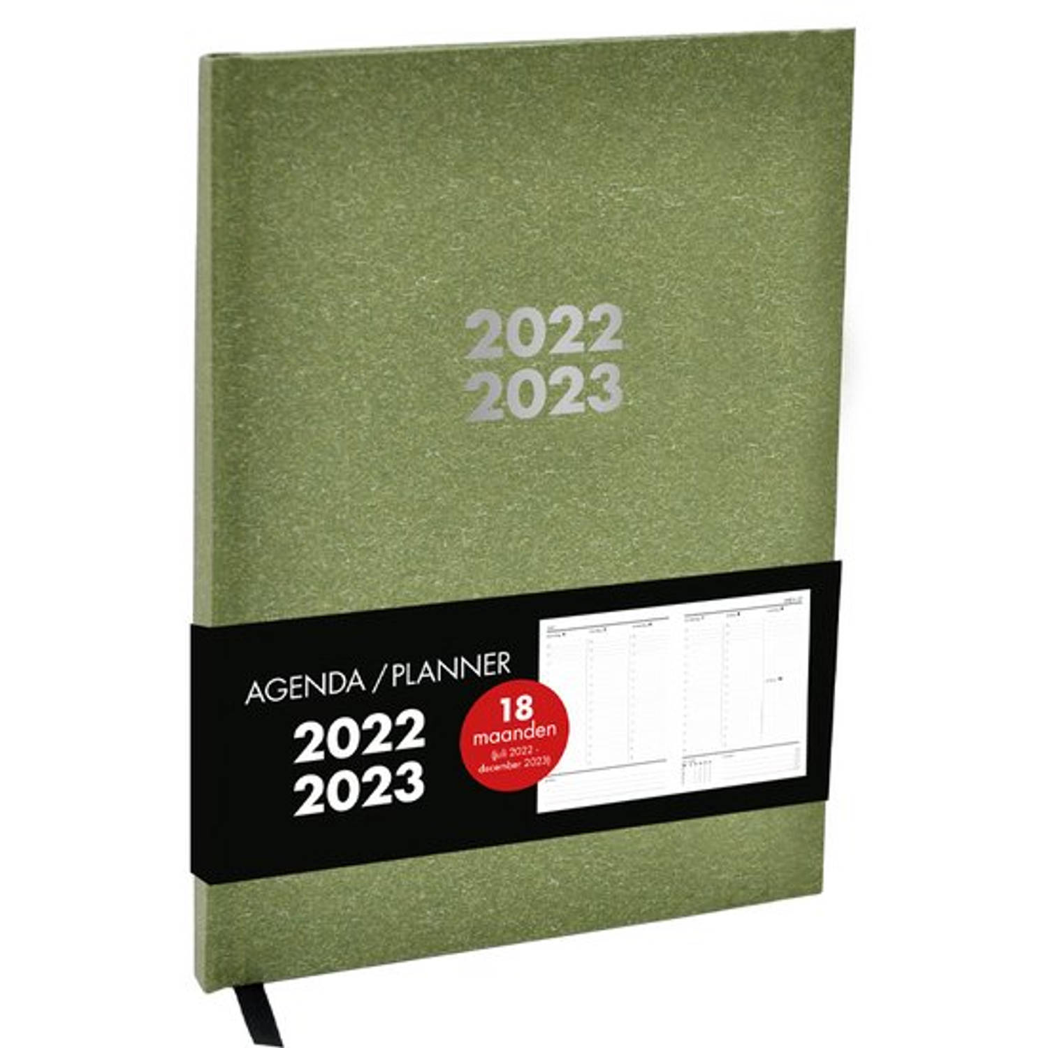 Agenda / planner 18 maanden Juli 2022 - december 2023 A5 groen