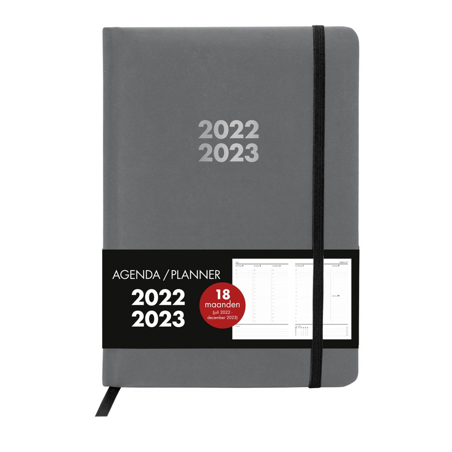 Agenda / planner 18 maanden Juli 2022 - december 2023 A5 grijs