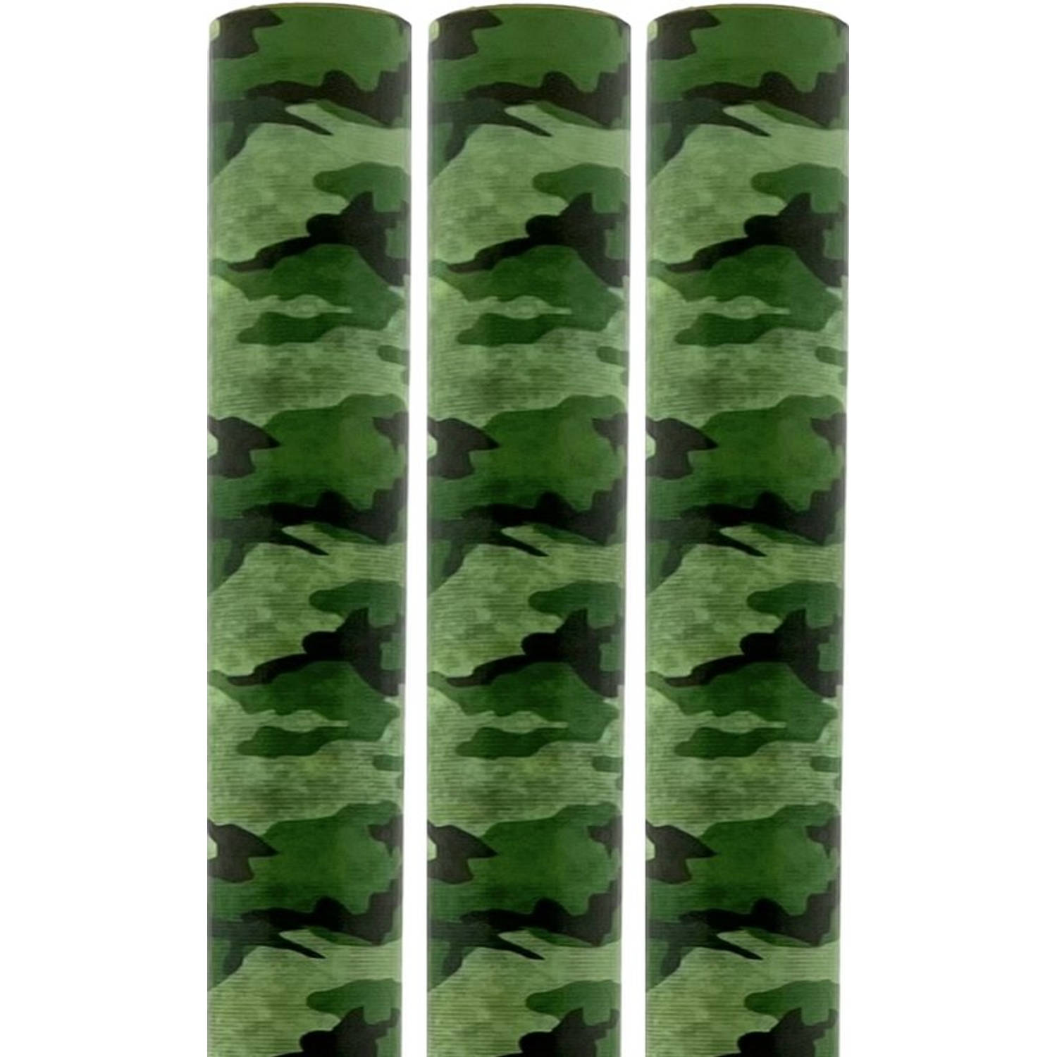 Army Rollen Kaftpapier Camouflage Groen 200 X 70 Cm 3 Stuks
