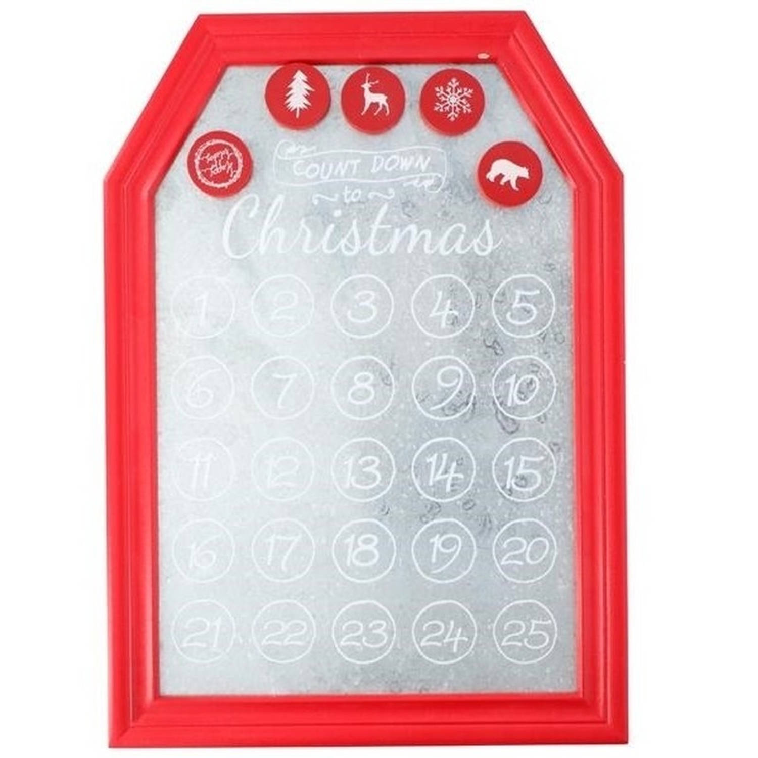 Kerst Decoratie Planbord-Magneetbord Rood 31 X 45 Cm Kerst Adventskalenders