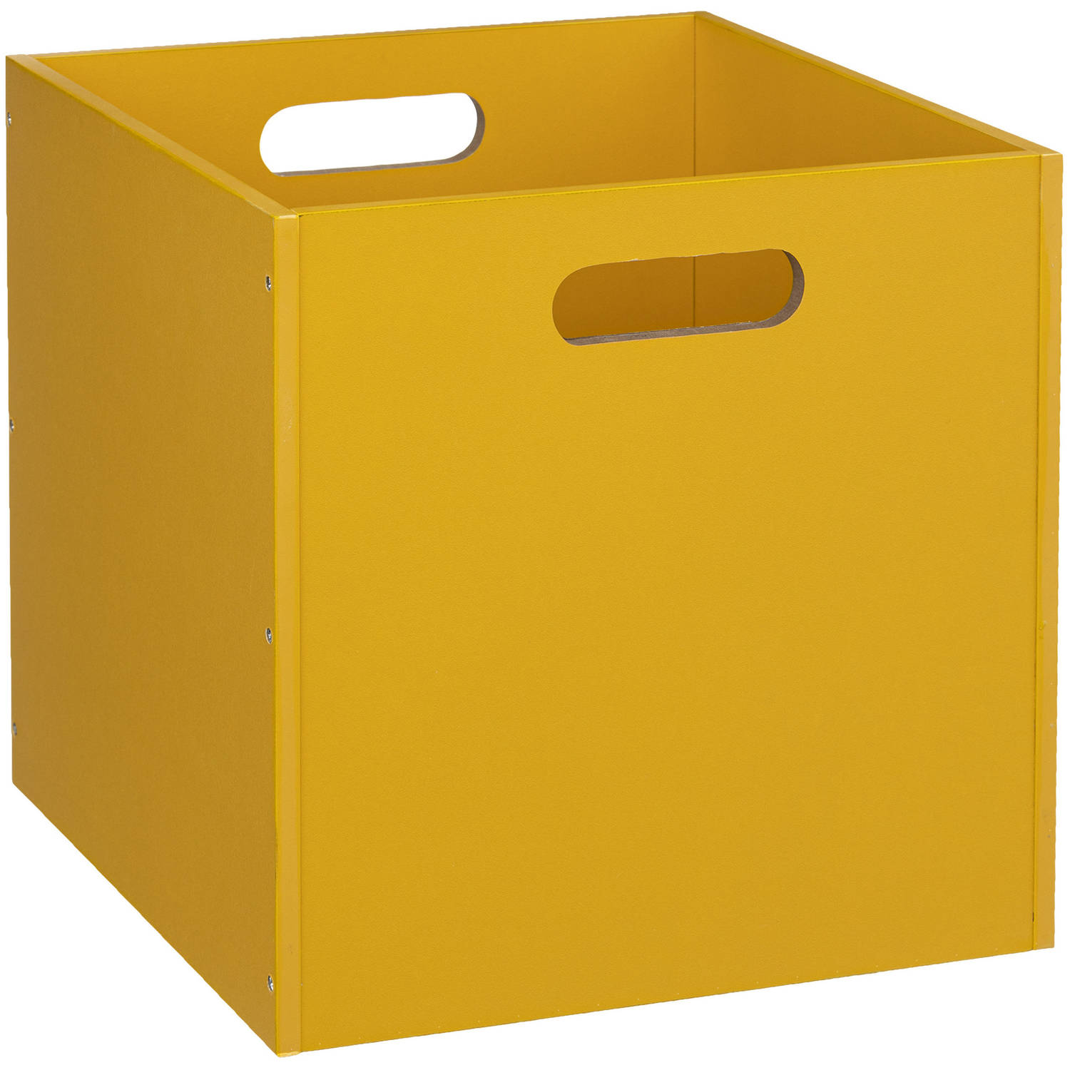 Opbergmand/kastmand 29 liter geel van hout 31 x 31 x 31 cm - Opbergboxen - Vakkenkast manden