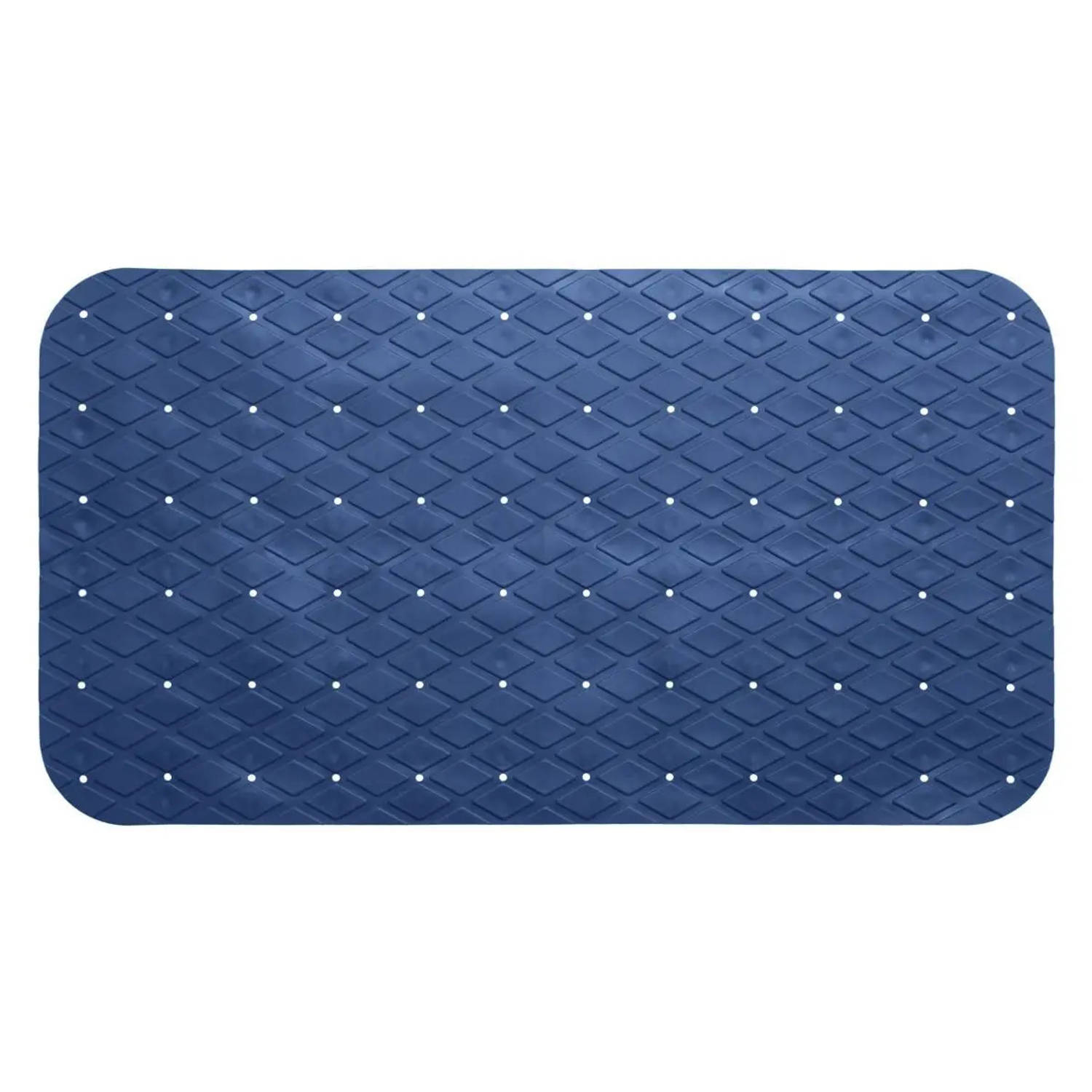 Anti-slip badkamer douche/bad mat blauw 70 x 35 cm rechthoekig - Badmatjes