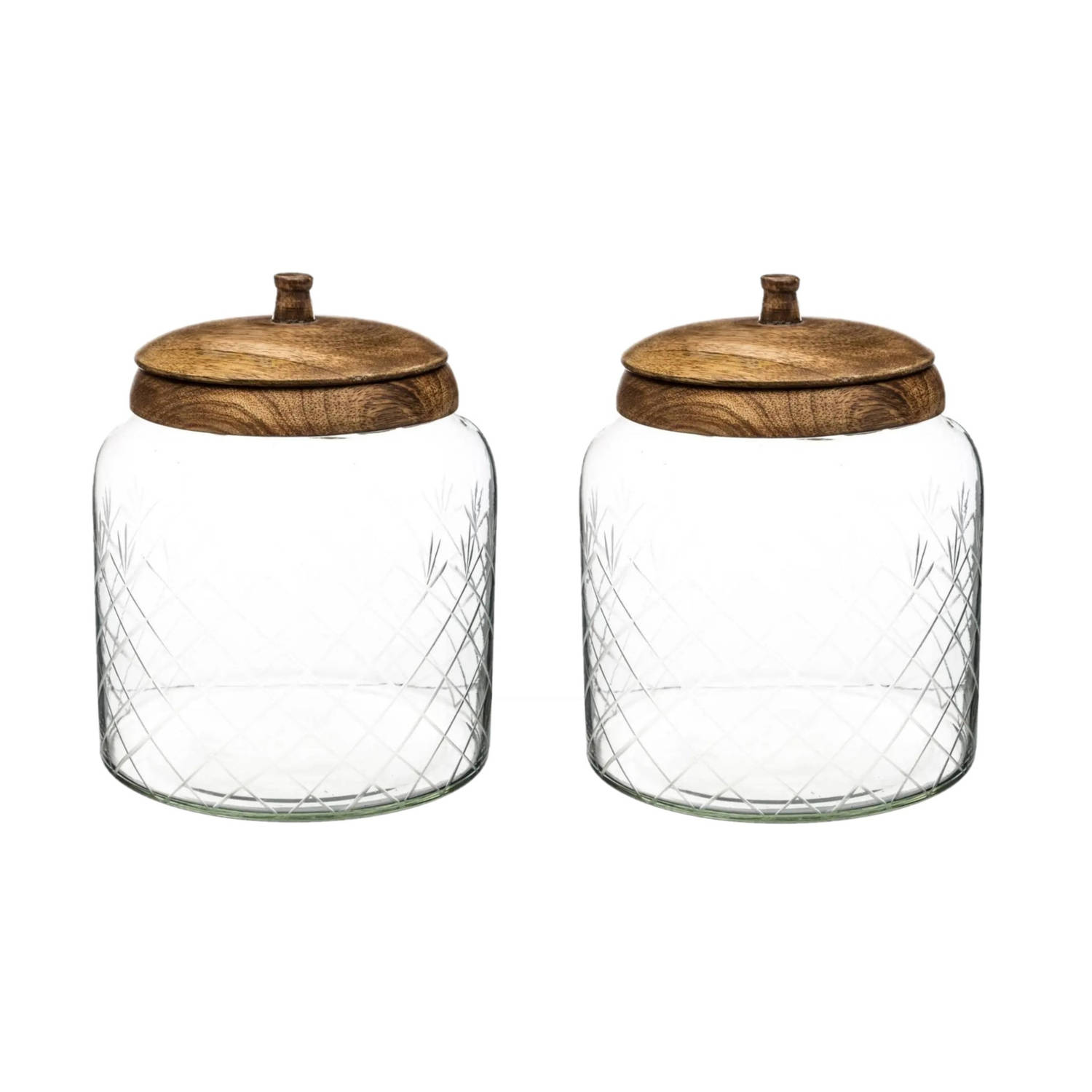 stuks snoeppotten/voorraadpotten 2,7L glas houten deksel - Voorraadpot | Blokker