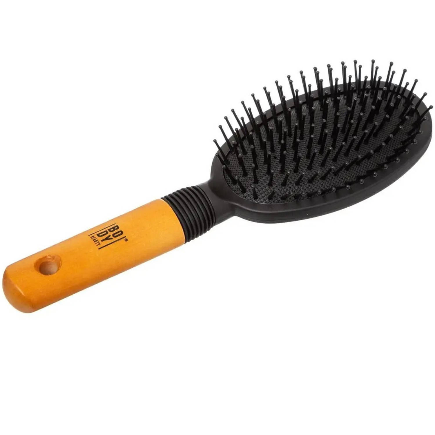 5Five Haarborstel ovaal - zwart met houten handvat - 23 cm - kunststof - Haarborstels