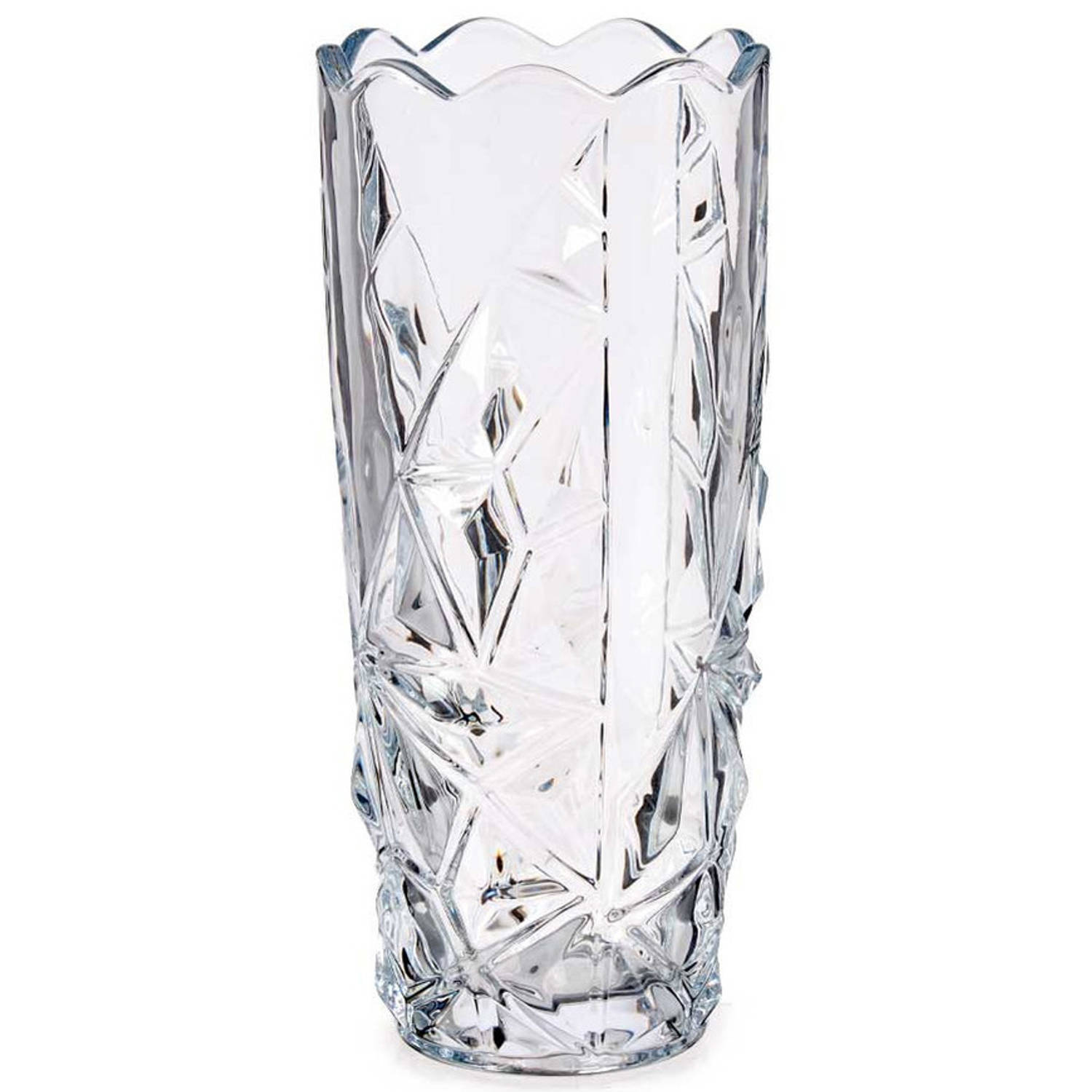 Bloemenvaas Diamant Relief 8 X 19,5 Cm Van Glas Vazen