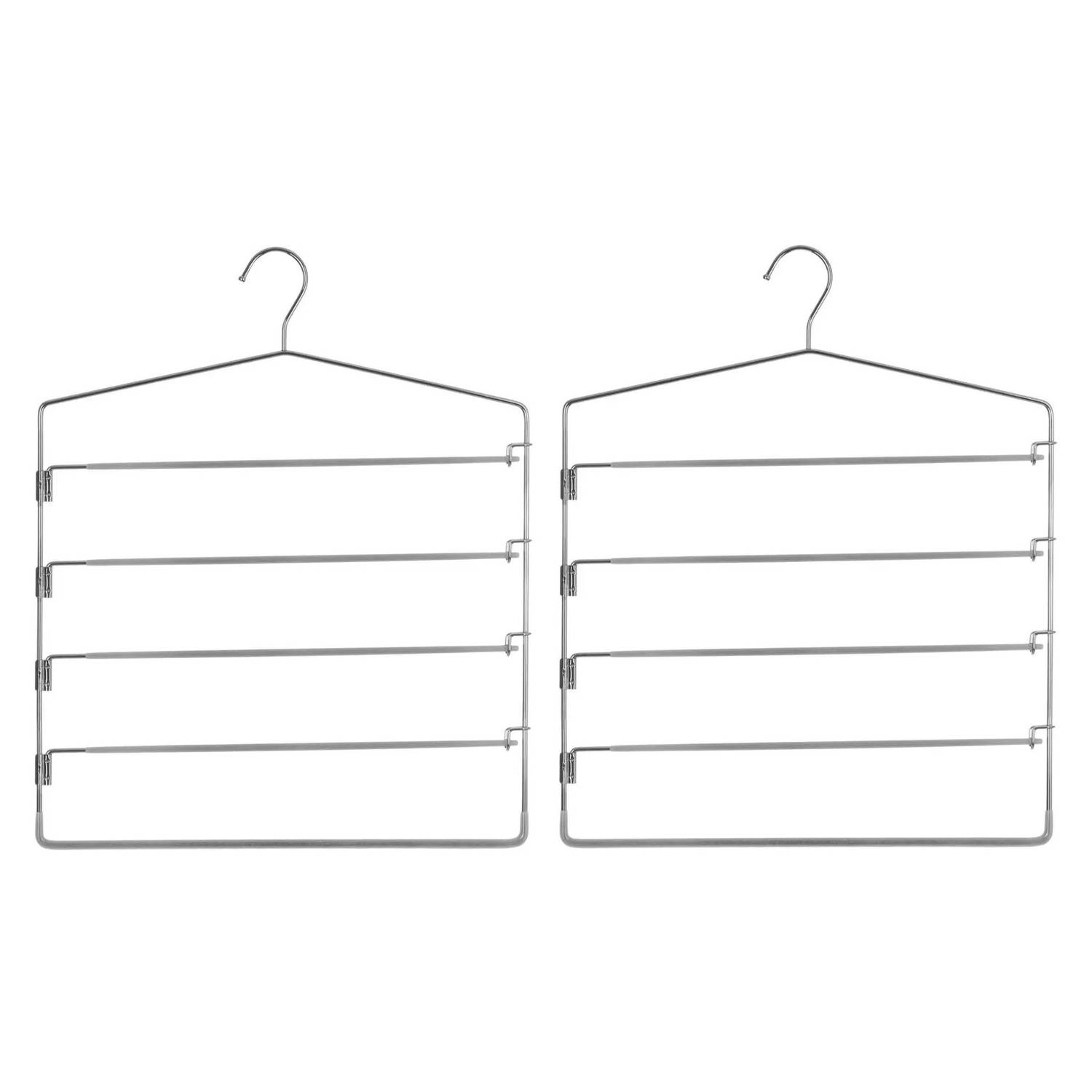 Set van 2x stuks metalen kledinghanger/broekhanger voor 4 broeken 37 x 48 cm - Kledinghangers