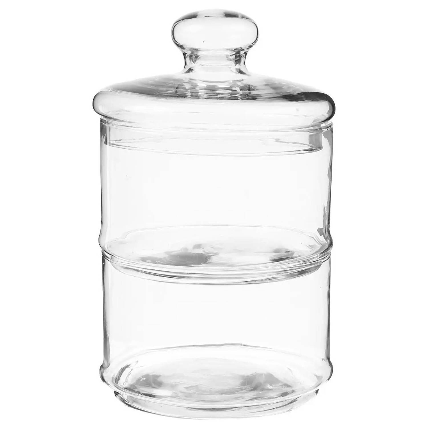 Snoeppot/voorraadpot 1,8 Liter Glas 2-laags Met Deksel - Voorraadpot