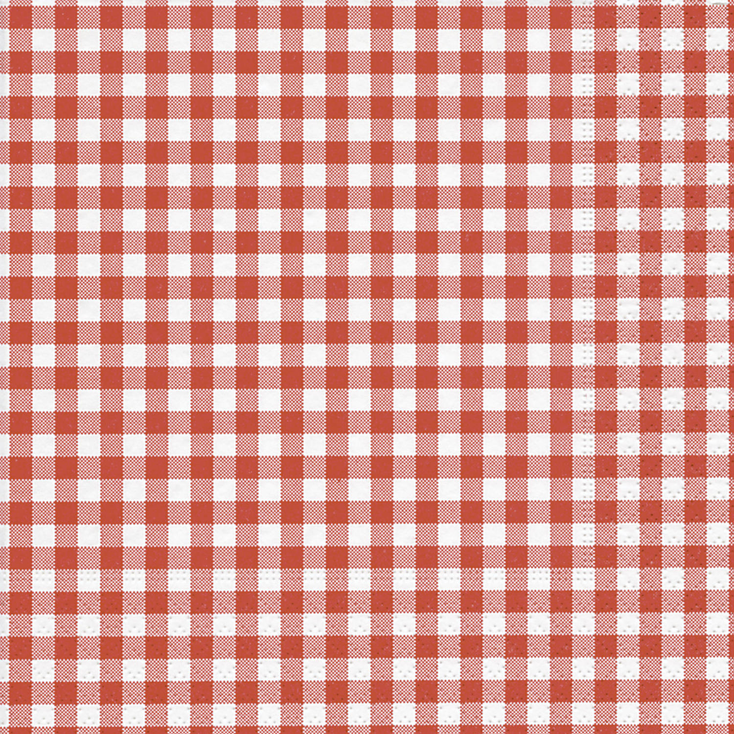 40x Tafel diner/lunch servetten met geblokte ruitjes print rood/wit - Formaat 33 x 33 cm - 3-laags