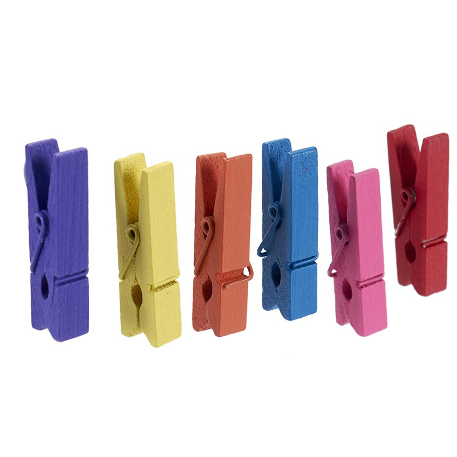35x stuks multi-color houten kleur hobby mini knijpers/knijpertjes - Houten knutselstokjes