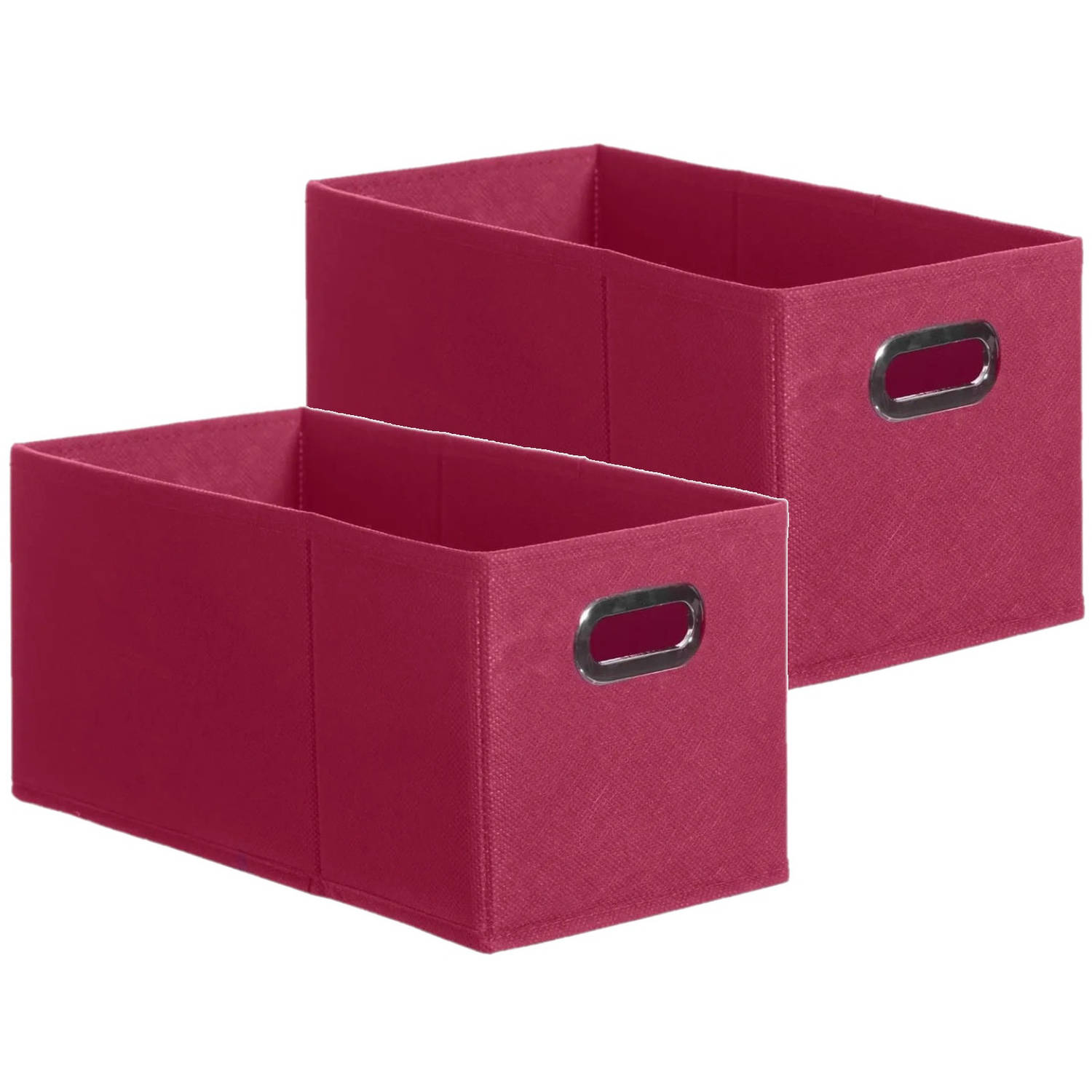 Set van 2x stuks opbergmand/kastmand 7 liter framboos roze linnen 31 x 15 x 15 cm - Opbergmanden
